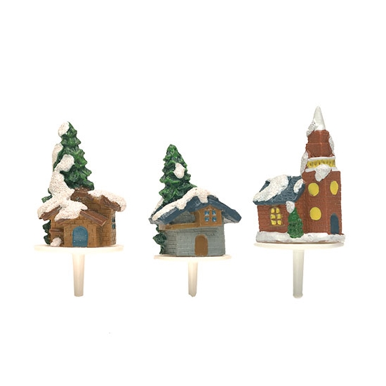 Assortiment de 3 chalets sur pique