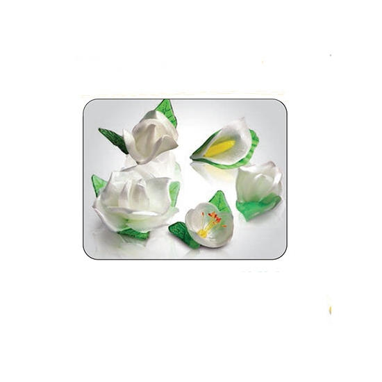 18 fleurs fêtes blanches sucre tiré