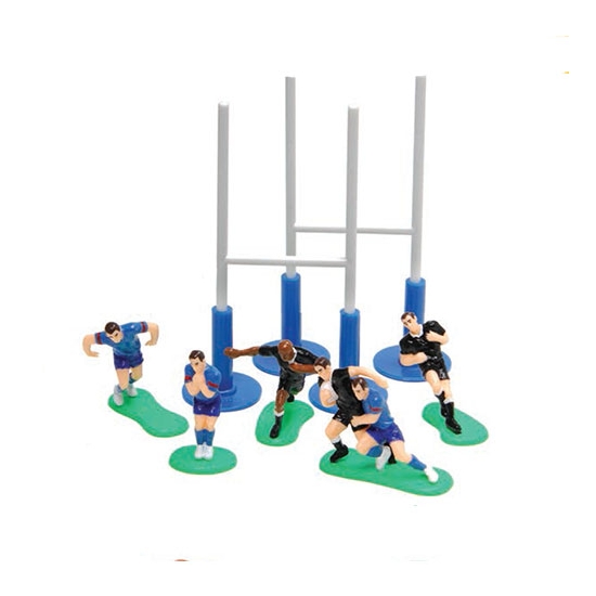 6 joueurs de rugby + poteaux