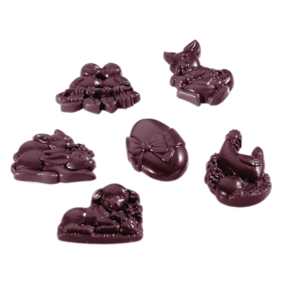 Sujets  Pâques  - 18 empreintes - 6 figurines assorties - 6 g