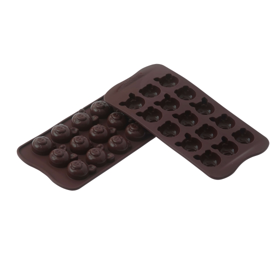 plaque silicone pour chocolat "easy choc" - plaque 15 têtes de cochon