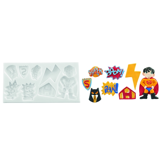 Moule en silicone sugarflex - Plaque "SUPER HÉRO" 