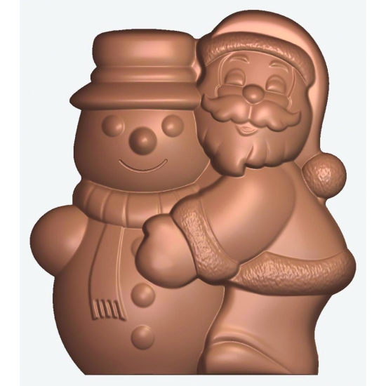 Moule polycarbonate chocolat - Père-Noël et bonhomme de neige