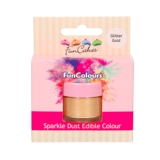 Poudre alimentaire FunColours Sparkle Dust - Or Brillant -Glitter Gold- 1,5g - Halal  