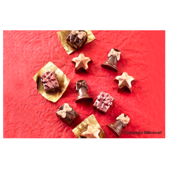 Plaque silicone pour chocolat "Easy Choc" : 12 sujets Noel  (plaque de 214 x 106 mm)   