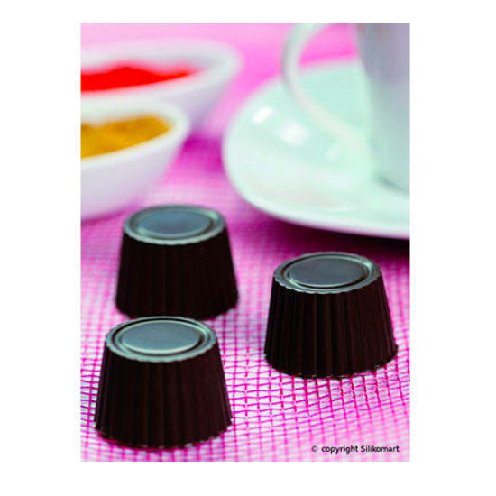 Plaque silicone pour chocolat "Easy Choc" : 15 ronds nervurés (plaque de 214 x 106 mm)  