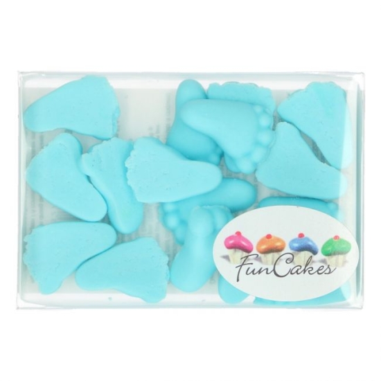 Décoration sucre pieds de bébé bleus - Funcakes