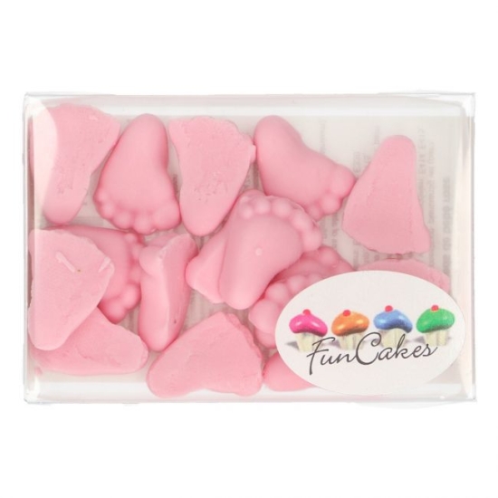 Décoration sucre pieds de bébé roses - Funcakes
