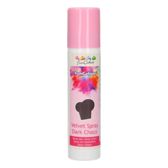 Funcakes - Spray EFFET VELOURS Colorant - Chocolat Noir - Halal - RÉSERVÉ AUX PROFESSIONNELS ET AU CAP