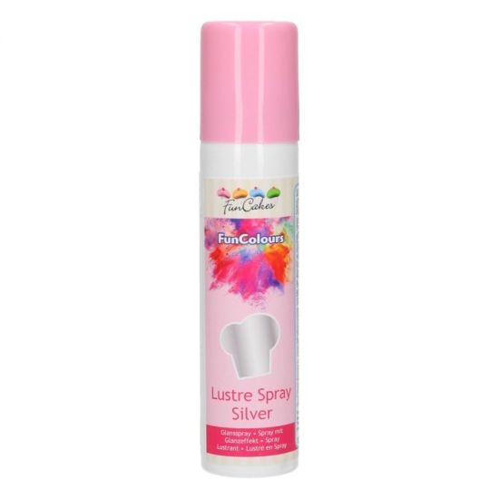Funcakes - Spray colorant effet nacré - Argenté - RÉSERVÉ AUX PROFESSIONNELS/CAP 
