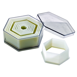 Boite de 9 découpoirs hexagonaux unis
