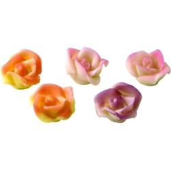 Roses aérographe assorties pâte d'amande 