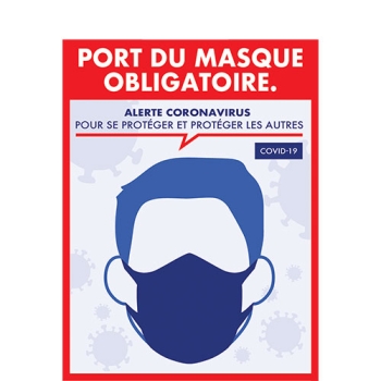 AFFICHE ADHESIVE PORT DU MASQUE OBLIGATOIRE