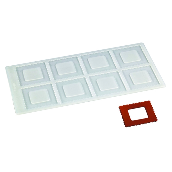 Plaque silicone 8 empreintes carrées pour Décors Chocolat et Sucre