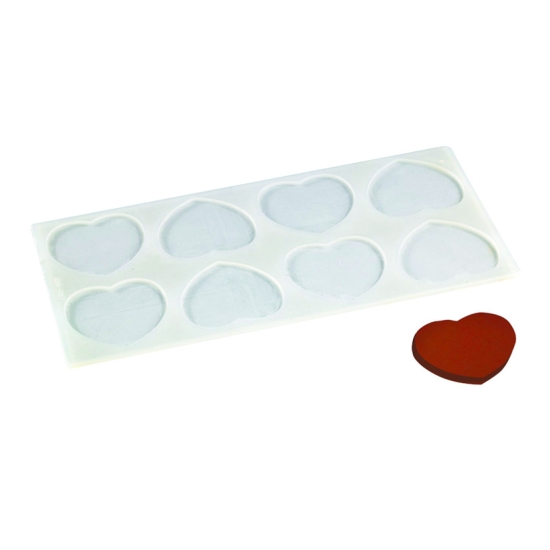 Plaque silicone 8 empreintes coeur pour Décors Chocolat et Sucre