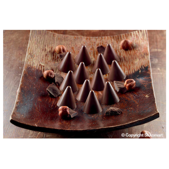 Plaque silicone pour chocolat "Easy Choc" : 15 sujets cônes  (plaque de 214 x 106 mm)    
